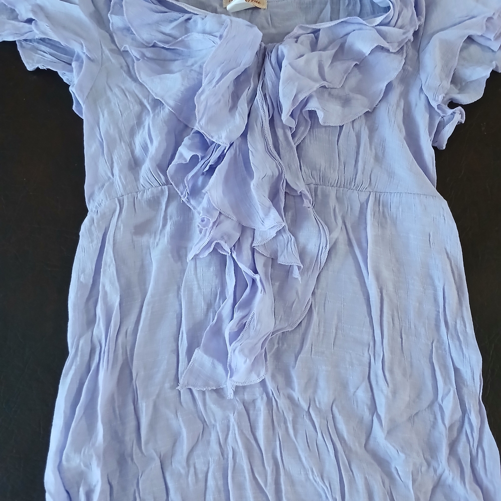Women's Light Blue Ruffled Blouse